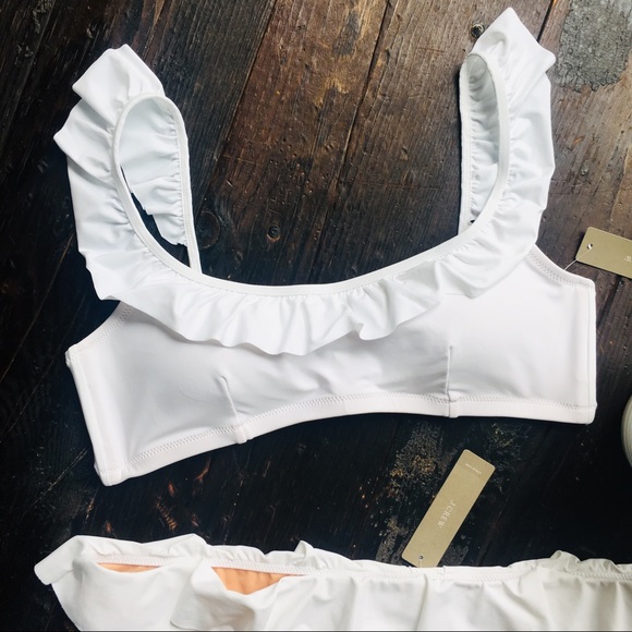 J Crew Swim J Crew Ruffle Bikini Hipster Bottom White Set New Poshmark